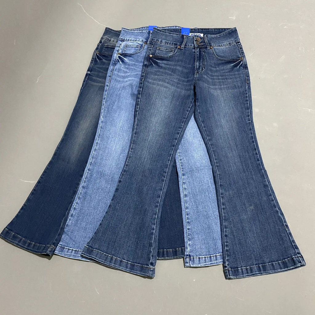 Hazee - valez | celana jeans cutbray wanita highwaist kancing 2  bahan melar premium petite friendly