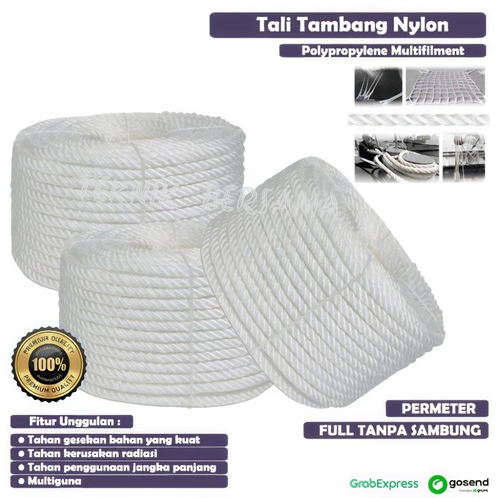 

Tali Tambang Nilon 6mm 8mm 10mm Tali Nylon Rope/Tali Pengikat Serbaguna Tali tarik Tambang /Tali pengikat Kurban /Tali Tambang