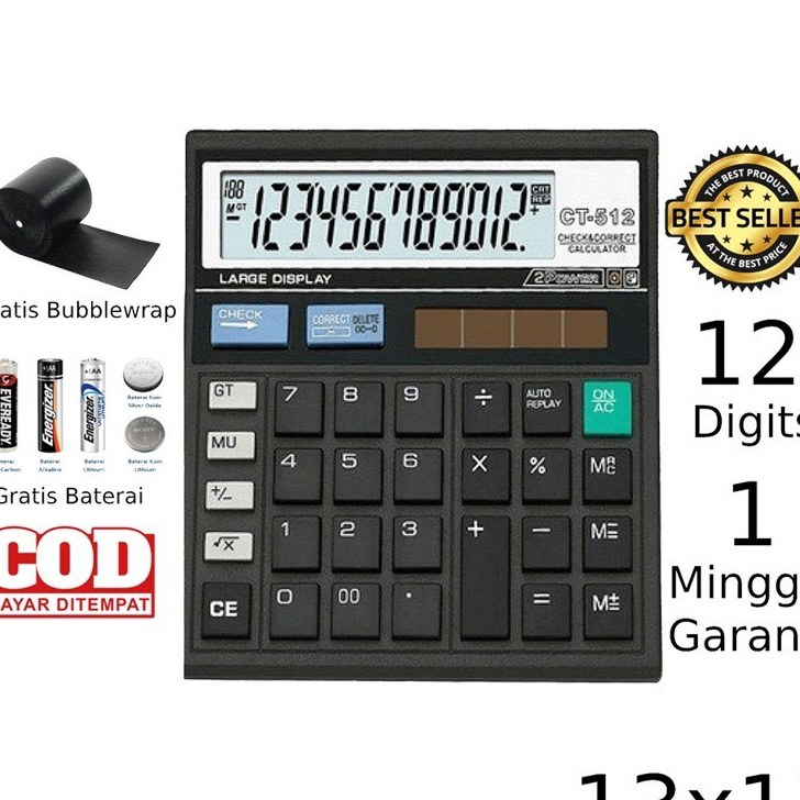 

Promo Kalkulator CITIZEN CT 512 12 Digit Calculator Check Dual 2 Power