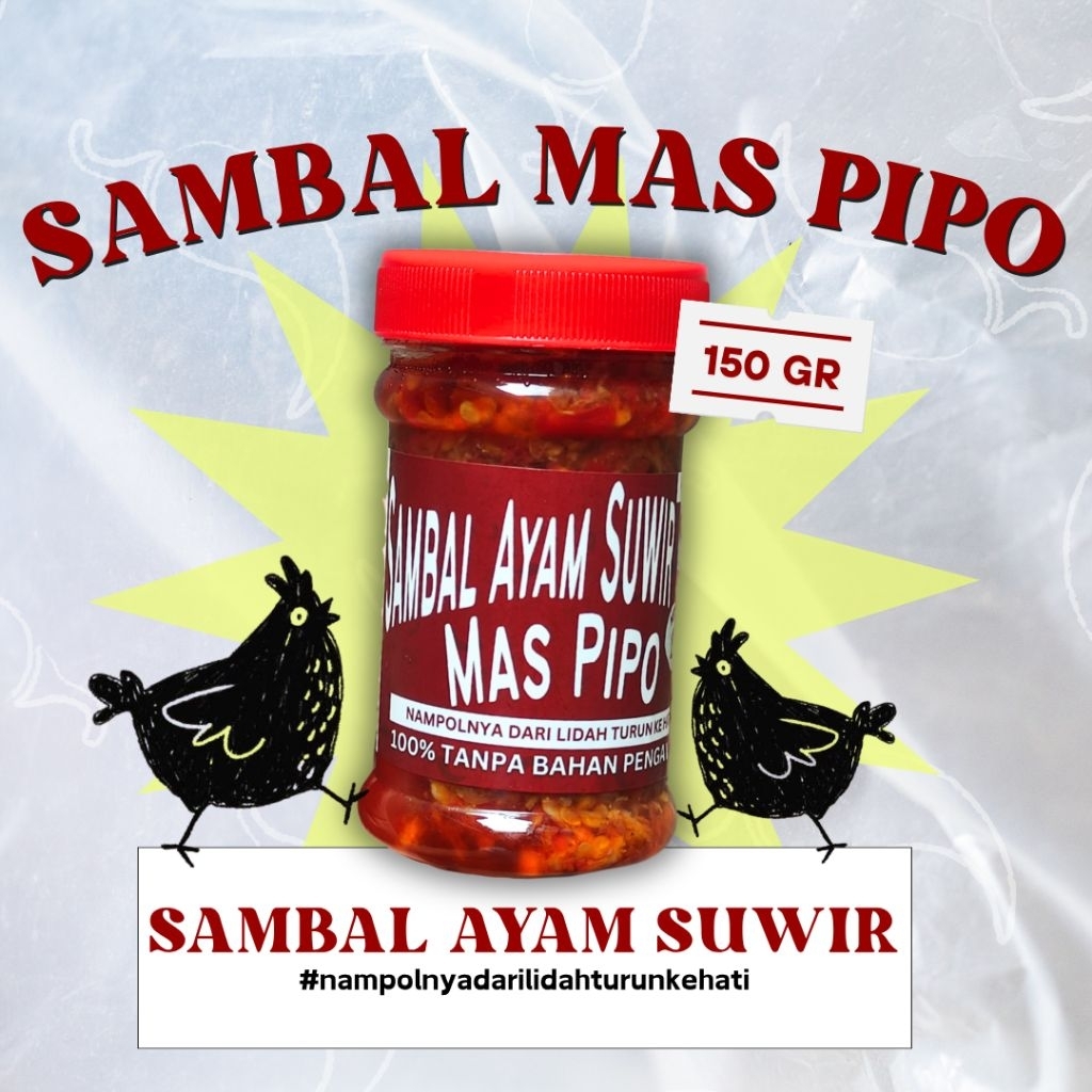 

SAMBAL MAS PIPO - Edisi Sambal Ayam Suwir 150 gram