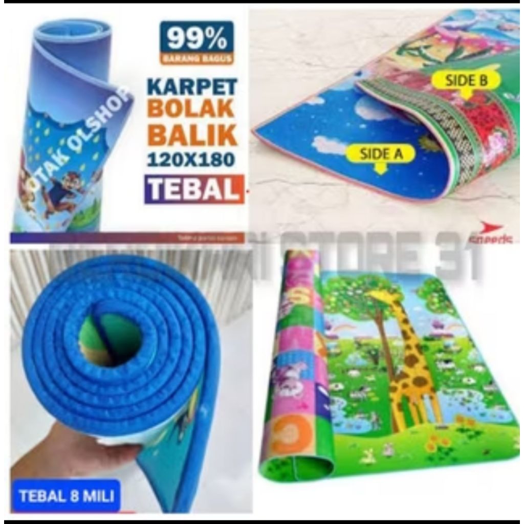 tikar spon karakter bolak balik 120×180cM/tikar gulung karakter bolak balik