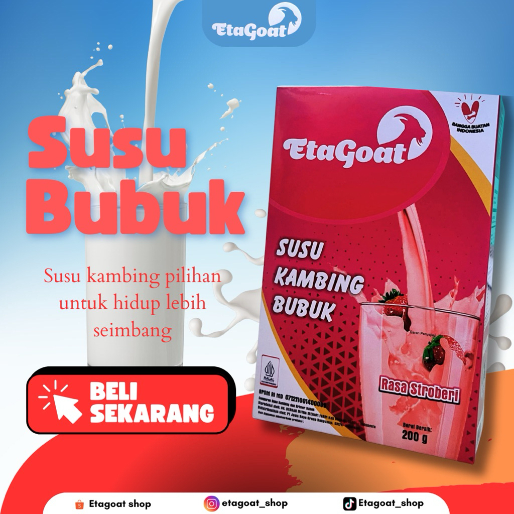 

ETAGOAT – Susu Kambing Bubuk Premium 200gr| Aman untuk Anak & Ibu Hamil | HALAL & BPOM
