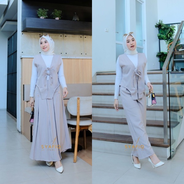 Viola Vest Seletan Rok Dan Celana Wanita Formal / Set Vest Rok Mayung / One Set Rok Korean Style