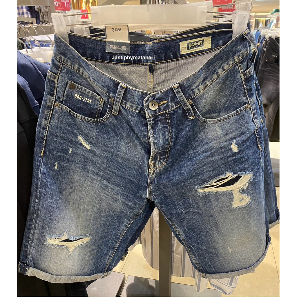 BOMBBOOGIE CELANA JEANS PENDEK PRIA BAHAN SUPER TEBAL 100% ORIGINAL BY MATAHARI (27-36)