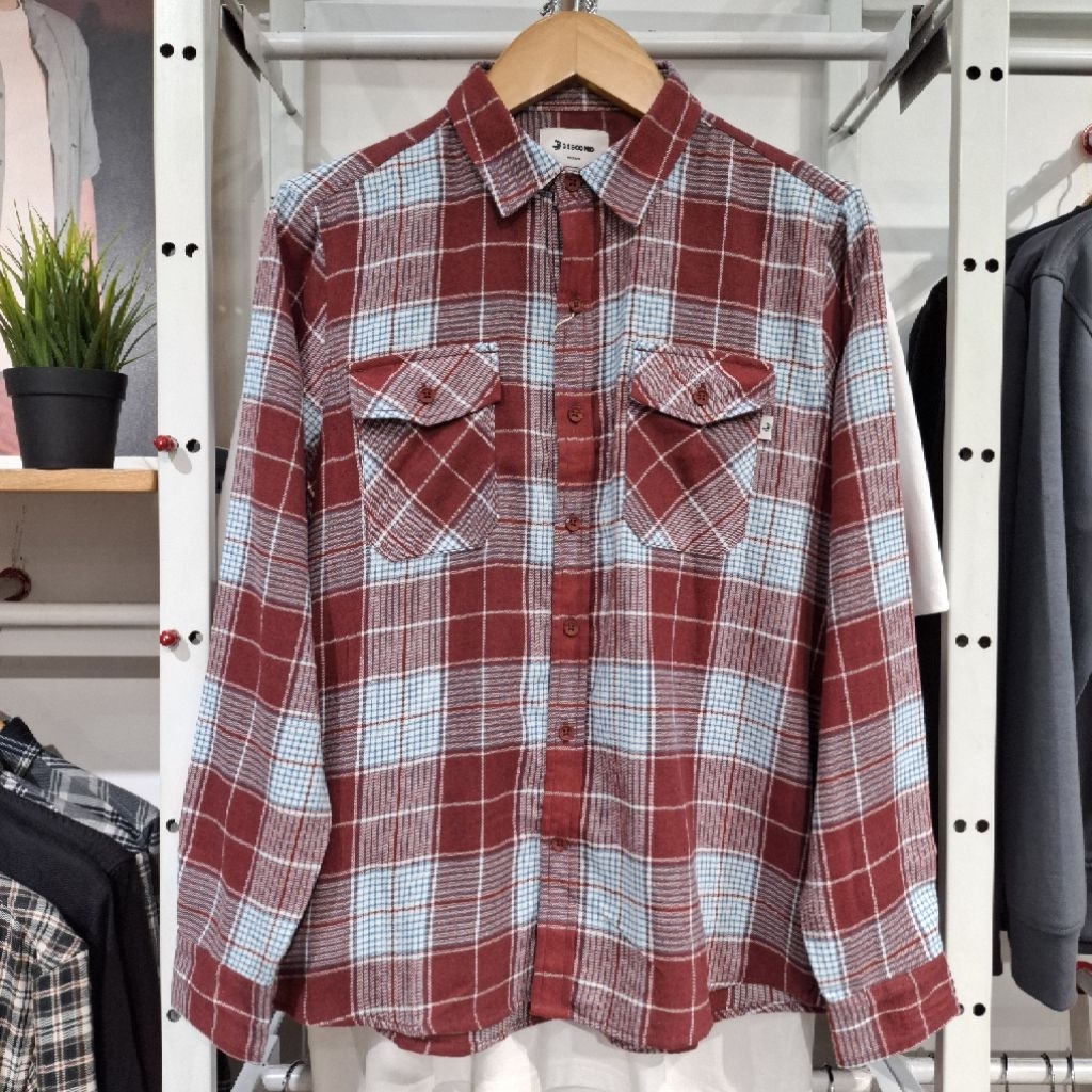 3second Kemeja Lengan Panjang Flanel Pria Original