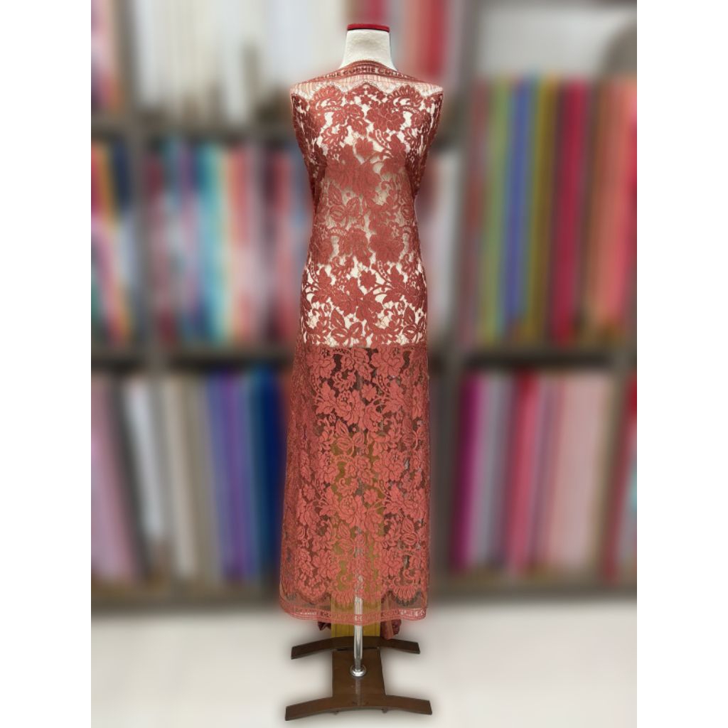 Bakal Kain Bahan Kebaya Brukat Semi Francis Metalic/Brokat Semi Prancis Metalik/ Lace Panel Semi Pra