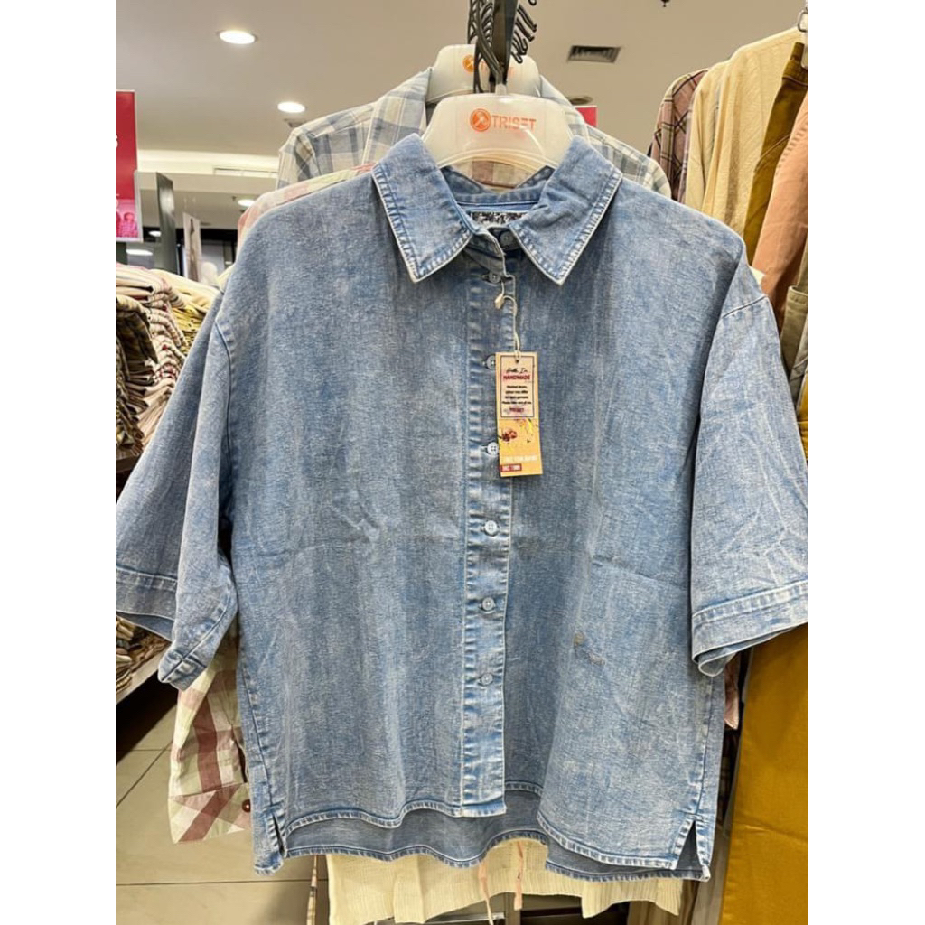TRISET - Kemeja Denim Triset Original Kemeja Lengan Pendek TRISET