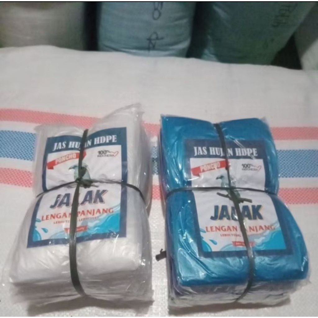 Jas hujan plastik bening // ponco transparan bening // jas hujan lengan panjang hdpe 1 lusin