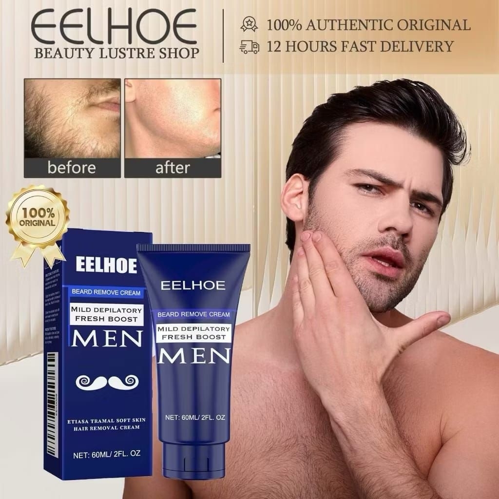 EELHOE Hair Removal Cream 60ml | Krim Penghilang Bulu Pria & Wanita | Perontok Bulu Permanen Aman Ta