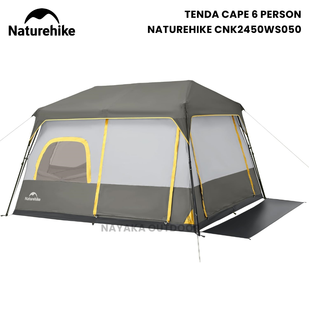 Tenda Otomatis Camping Cape 6P Naturehike CNK2450WS050 Tenda Glamping Otomatis Keluarga 6 Orang Outd