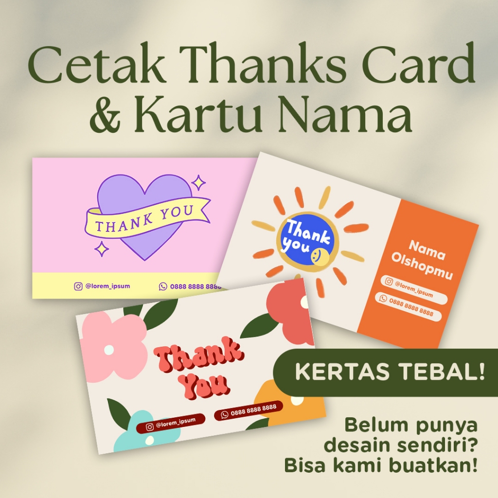 

CETAK THANKS CARD KARTU NAMA GREETING CARD UNTUK JUALAN BAHAN TEBAL