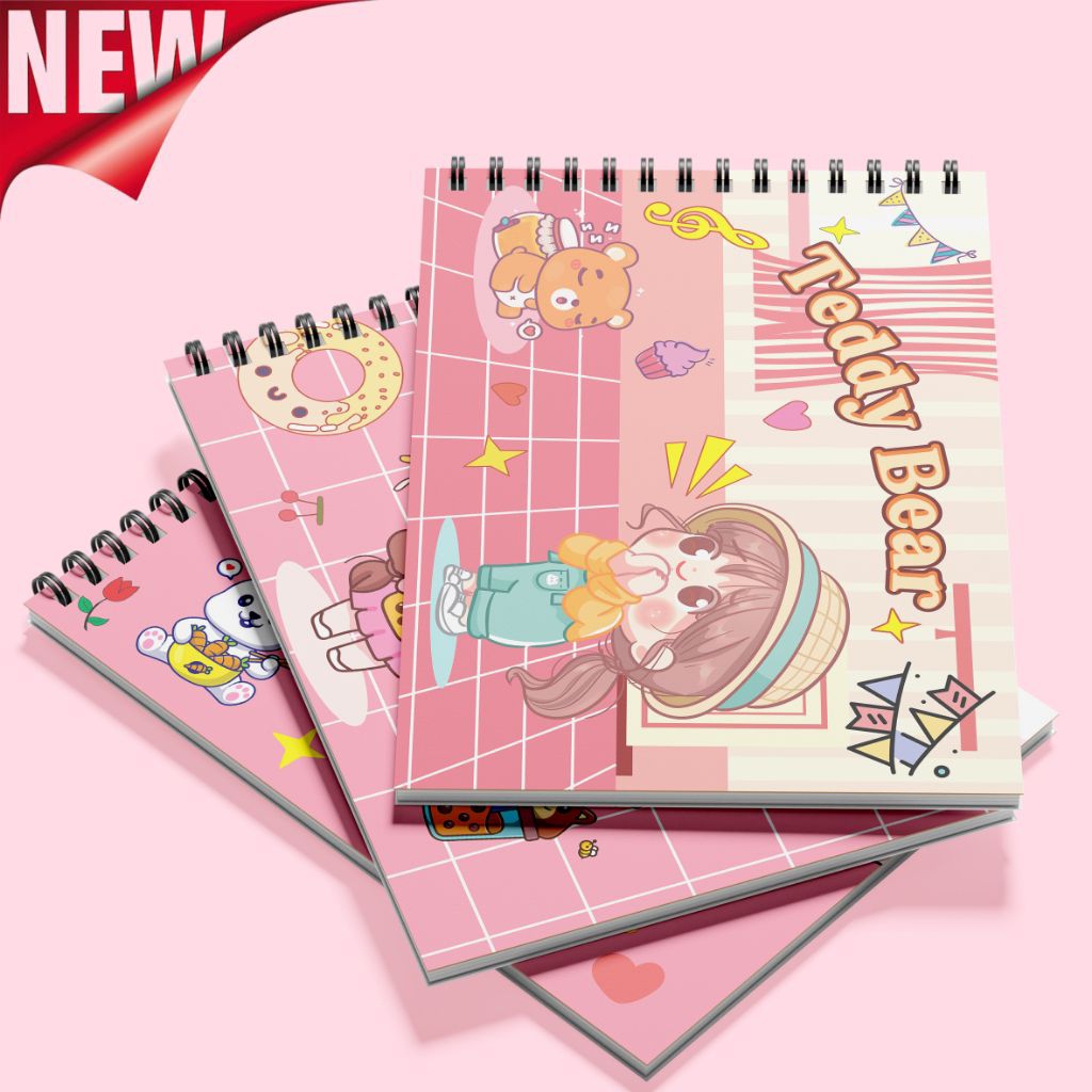 

Buku gambar anak drawing book tebal 100gsm A4 ring double spiral buku gambar karakter anak lucu