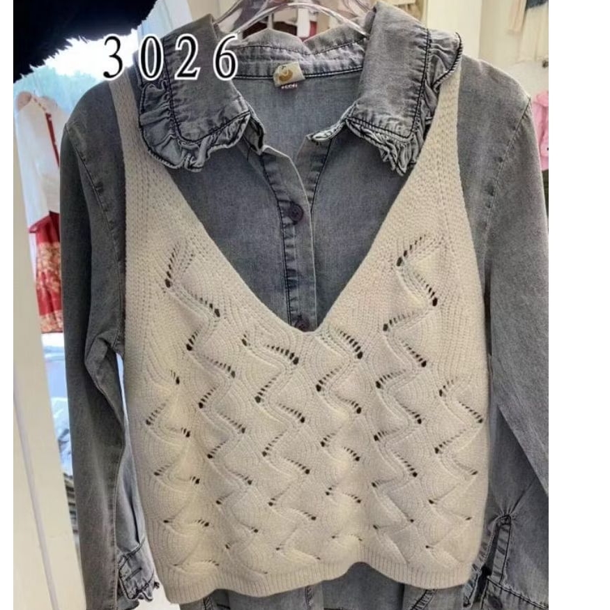 Atasan Jeans vest rajut wanita | atasan wanita import kekinian