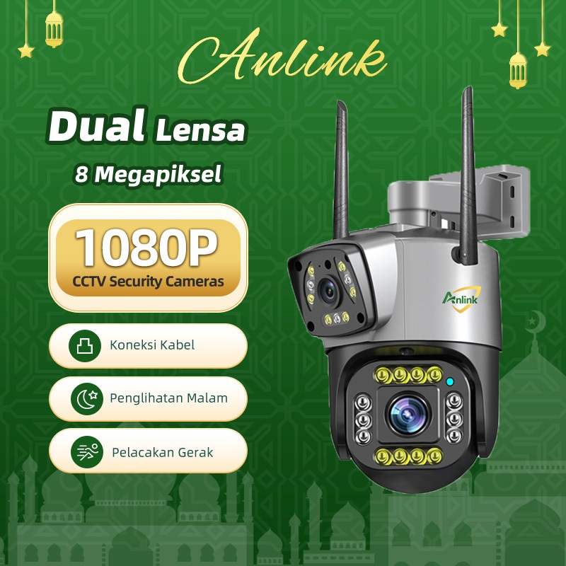 CCTV WiFi Outdoor Dual Lens 1080P Night Vision Audio 2 Arah Deteksi Gerak Tahan Hujan Tanpa Bulanan
