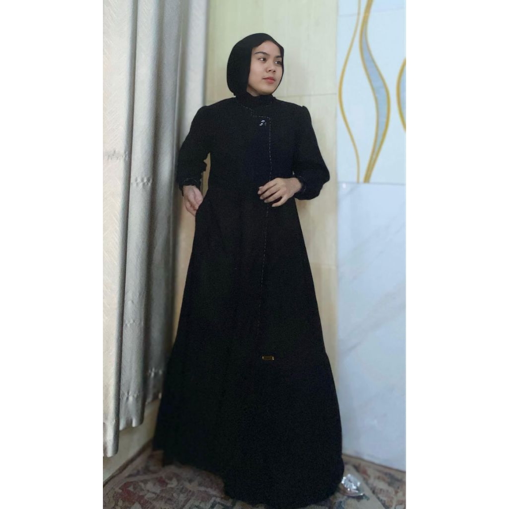 Gamis Jetblack IZMA full hitam mix payet pasir terbaru