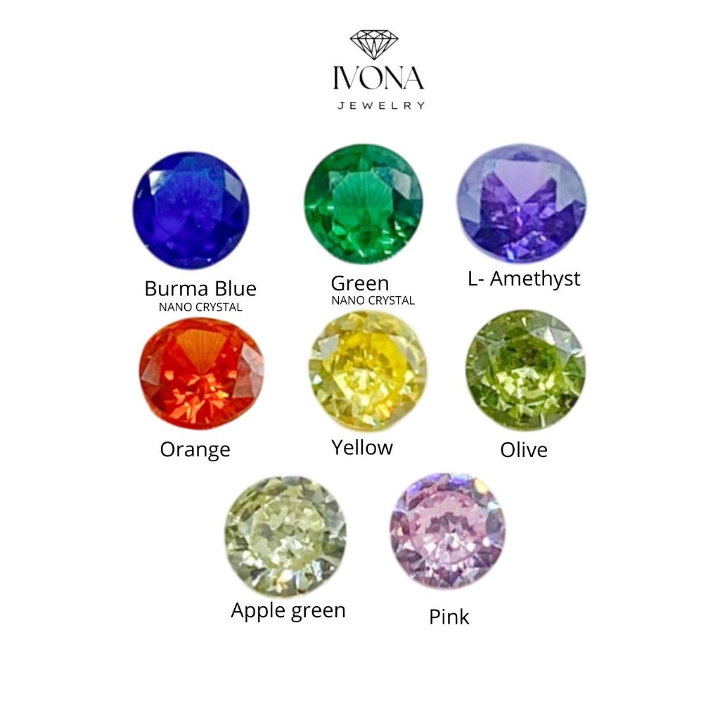 Permata Batu Zircon 5mm-7mm 100 Butir Warna BULAT zirconia Grade 3A Import Quality IVONA ZC02B