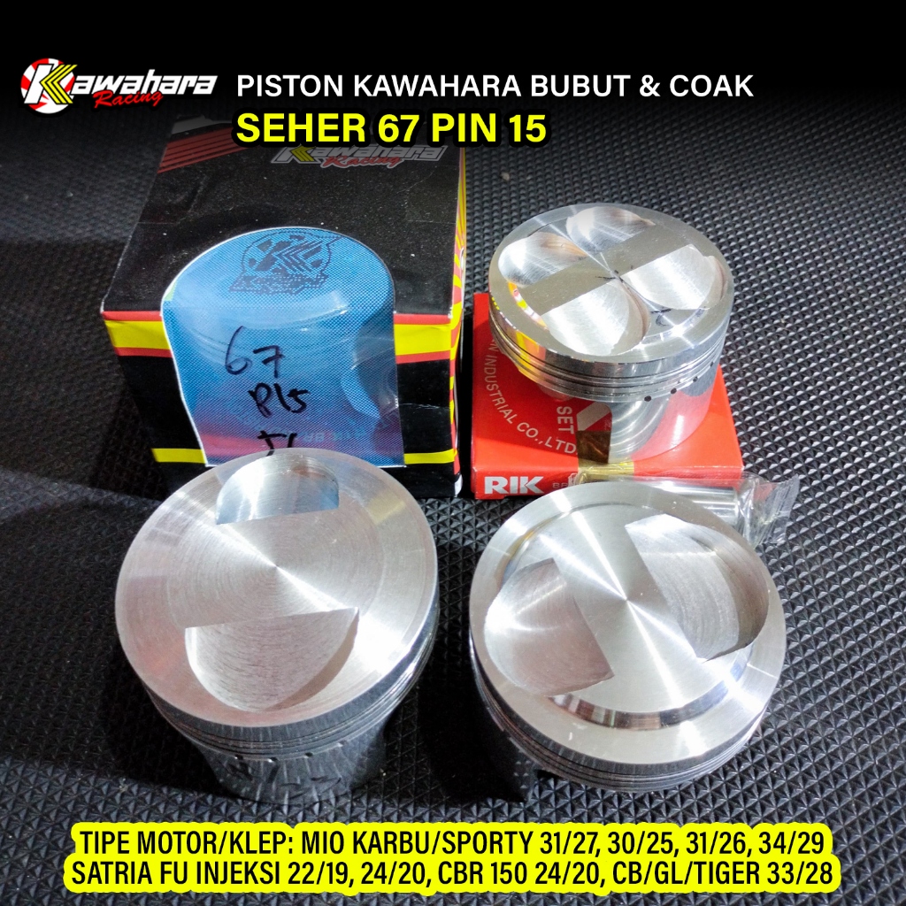 Paket Seher Kawahara 67 Pen Pin 15 Plus Bubut Coak Klep Ukuran Piston Custom Bubut Cowak Klep Piston