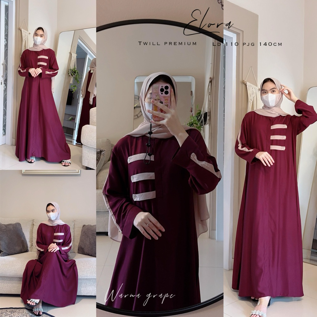 Daster Arab Fairuz ELORA Maxi Dress Gamis Twill Ori