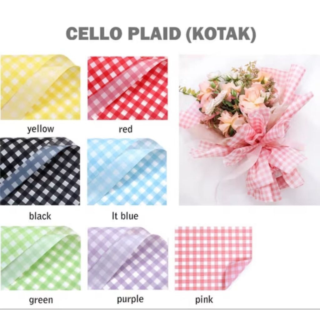 

Pastel Square Pattern Paper kertas cellophane kotak kertas buket kotak-kotak