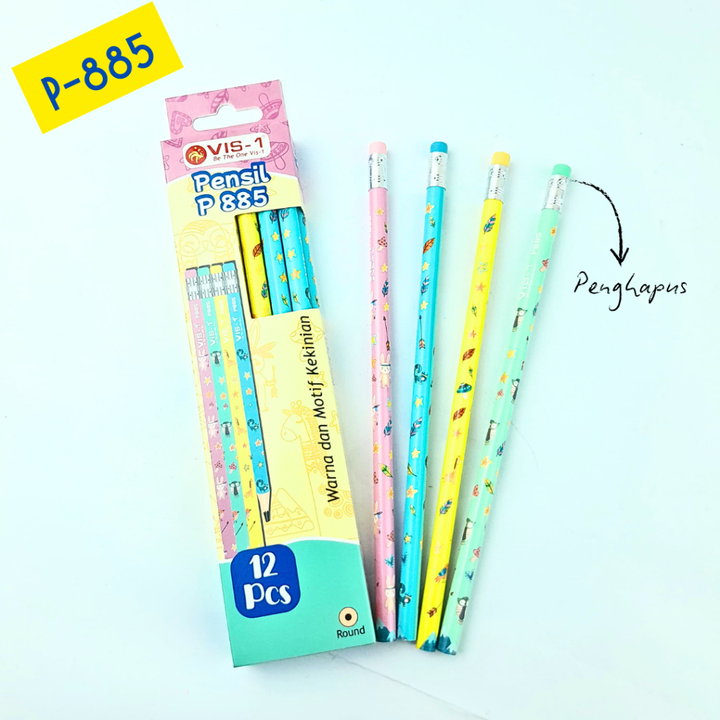 

(1pack) Pensil Penghapus 2B Fancy Murah / Pensil Raut Motif p885 Vis-1
