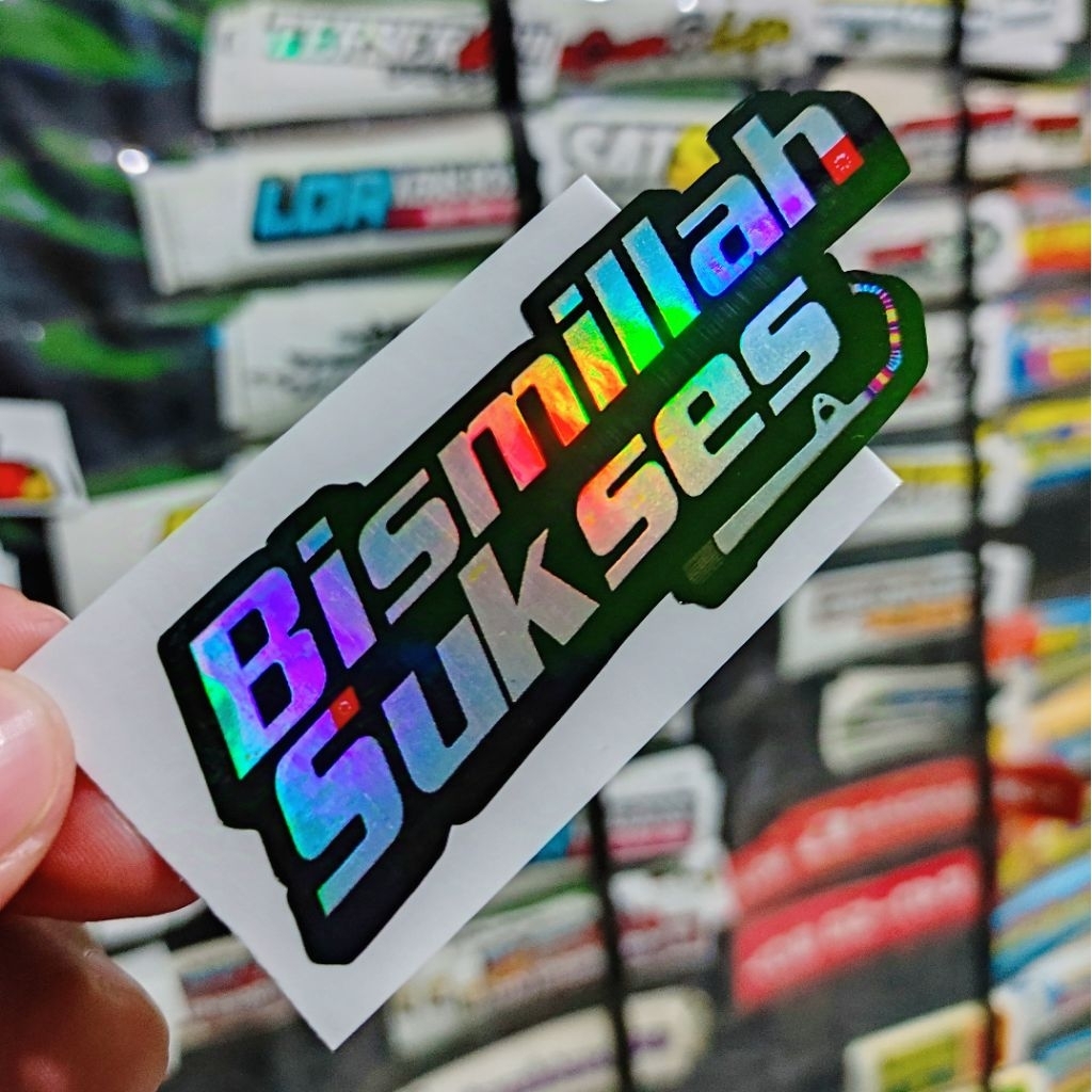 

stiker bismilah sukses hologram