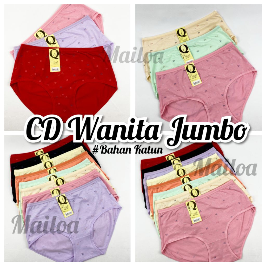 GROSIR 6 PCS CD Celana Dalam Wanita Dewasa Jumbo XXXL 3XL 4L HYT KATUN MOTIF Huayiting Quayiting Bah