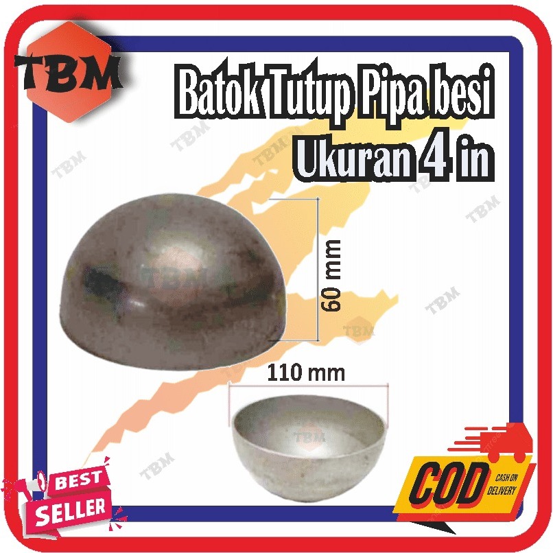 batok tutup pipa 4 in dop setengah lingkaran ornamen hiasan asesoris pintu pagar besi