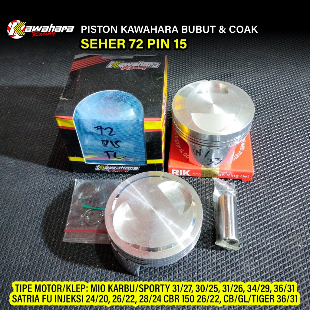 Paket Seher Kawahara 72 Pen Pin 15 Plus Bubut dan Coak Klep Piston Custom Bubut Cowak Klep Kompresi 