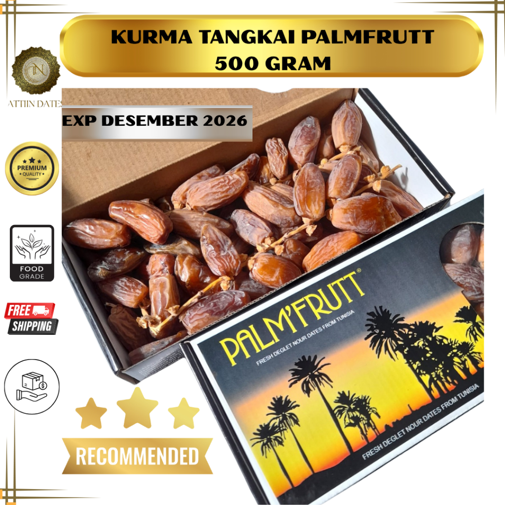 

KURMA TANGKAI PALMFRUTT 500 GRAM/KURMA TANGKAI 250 GRAM / KURMA PALMFRUTT/ KURMA TUNISIA TANGKAI