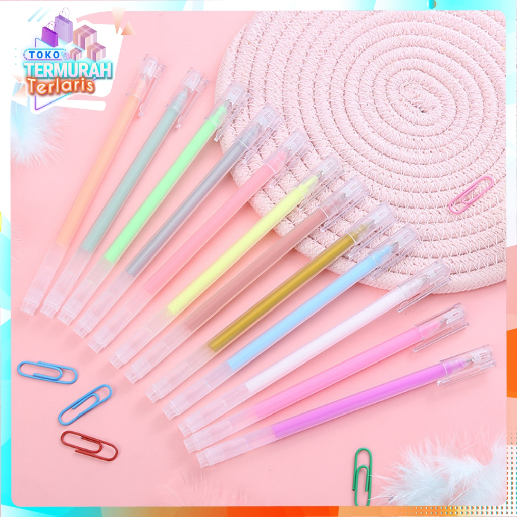 

TTT Pena Glitter Metalik 0.9mm Pulpen Warna Warni Gold Colour Gel Pen Tinta Metallic Ballpoint Craftwork Scrapbook Silver White Gel Ink