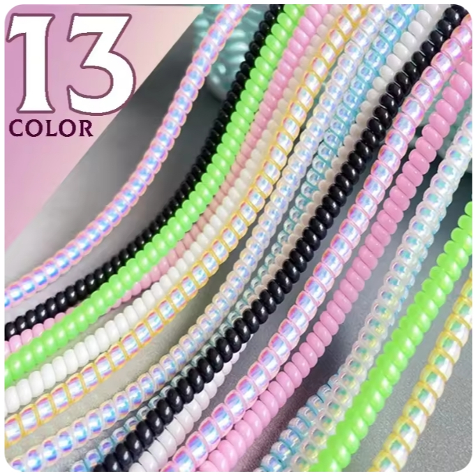 1PCS METAL + Laser Color USB Charging Data Cable Protector + Anti-break Spring Protection Rope Wire 