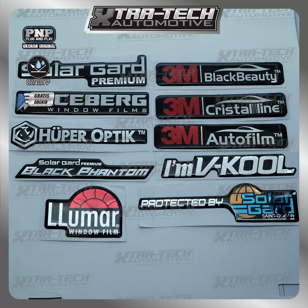 Emblem kaca film mobil / stiker kaca film mobil / emblem vkool / emblem solargard / emblem 3m autofi
