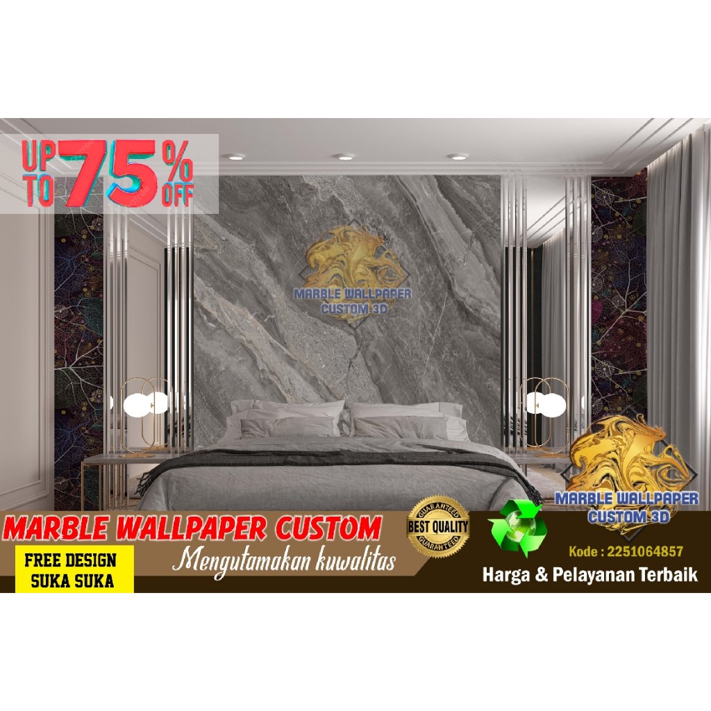 Wallpaper Custom 3D Tema Marmer | Wallpaper Dining Room Marmer | Wallpaper Ruang Makan Marmer | Wall