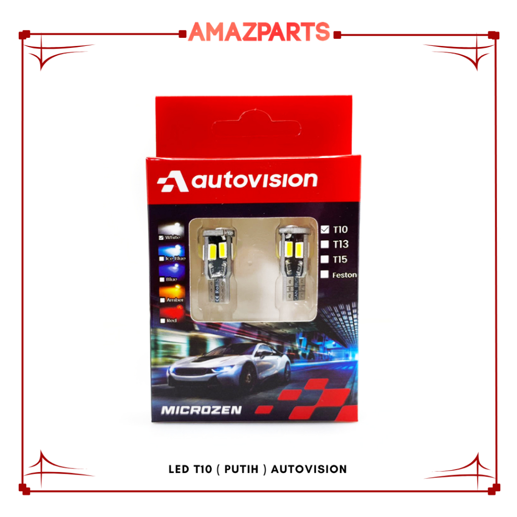 AUTOVISION LED T10 W5W Putih / Biru Lampu Senja / Kota / Plat Nomor Autovision LED T10