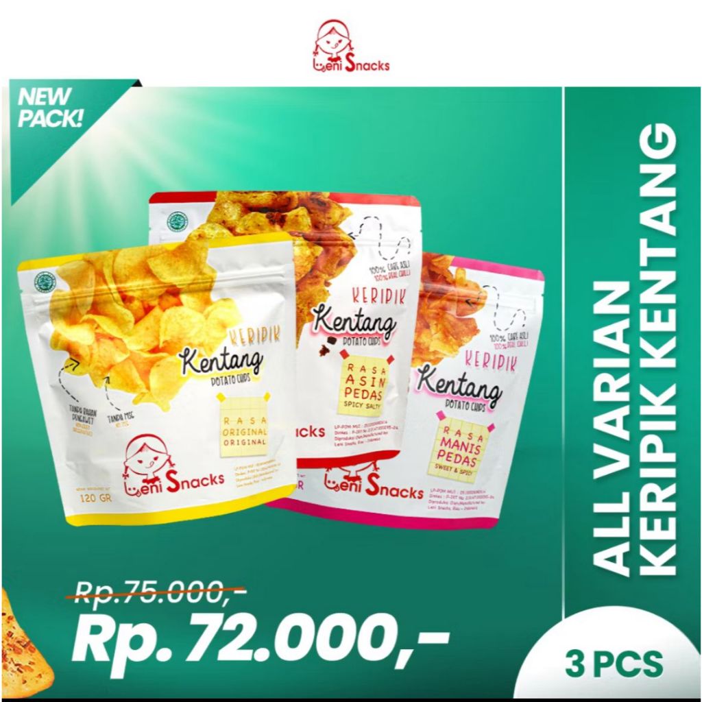 

BUNDLING MURAH Leni Snacks NEW PACKAGING - Bundling All varian Kentang (NEW PACK)