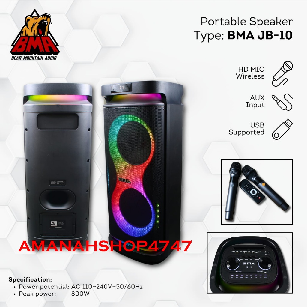 Speaker Portable 10 Inch  BMA JB10 / JB 10 / JB-10 Original BMA Portable Speaker