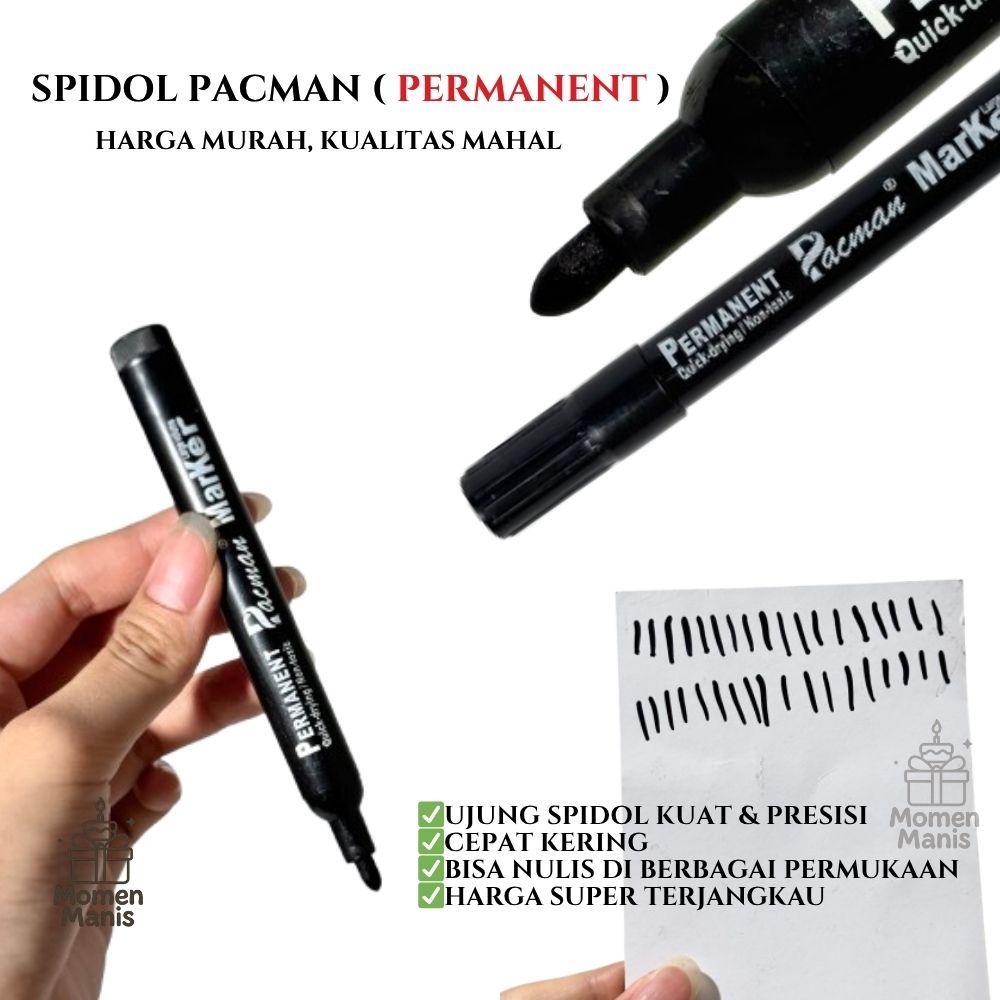 

Spidol Pacman Permanent Marker Spidol permanen Hitam 1Pcs Tahan Air Anti Pudar