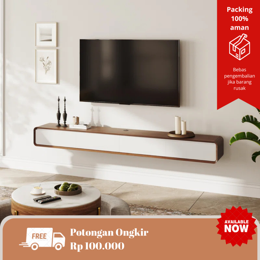 Meja TV Gantung | Rak TV Gantung | Buffet TV Gantung | Kayu solid Furniture Minimalis