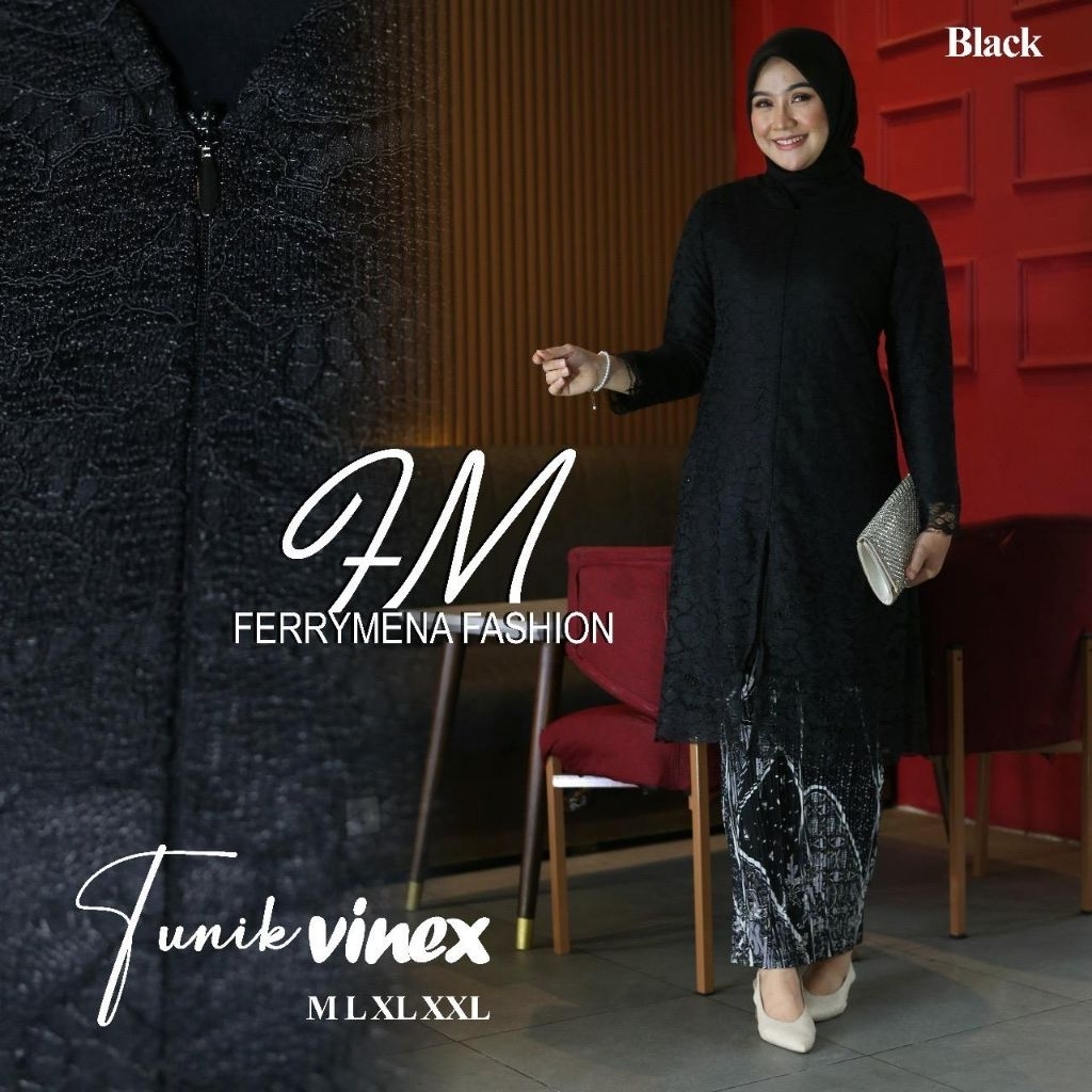 PROMO DISKON MURAH • ONE SET BAJU KEBAYA TUNIK BROKAT PAYET VINEX POLOS TEBAL XXXL LD 120 CM KEBAYA 