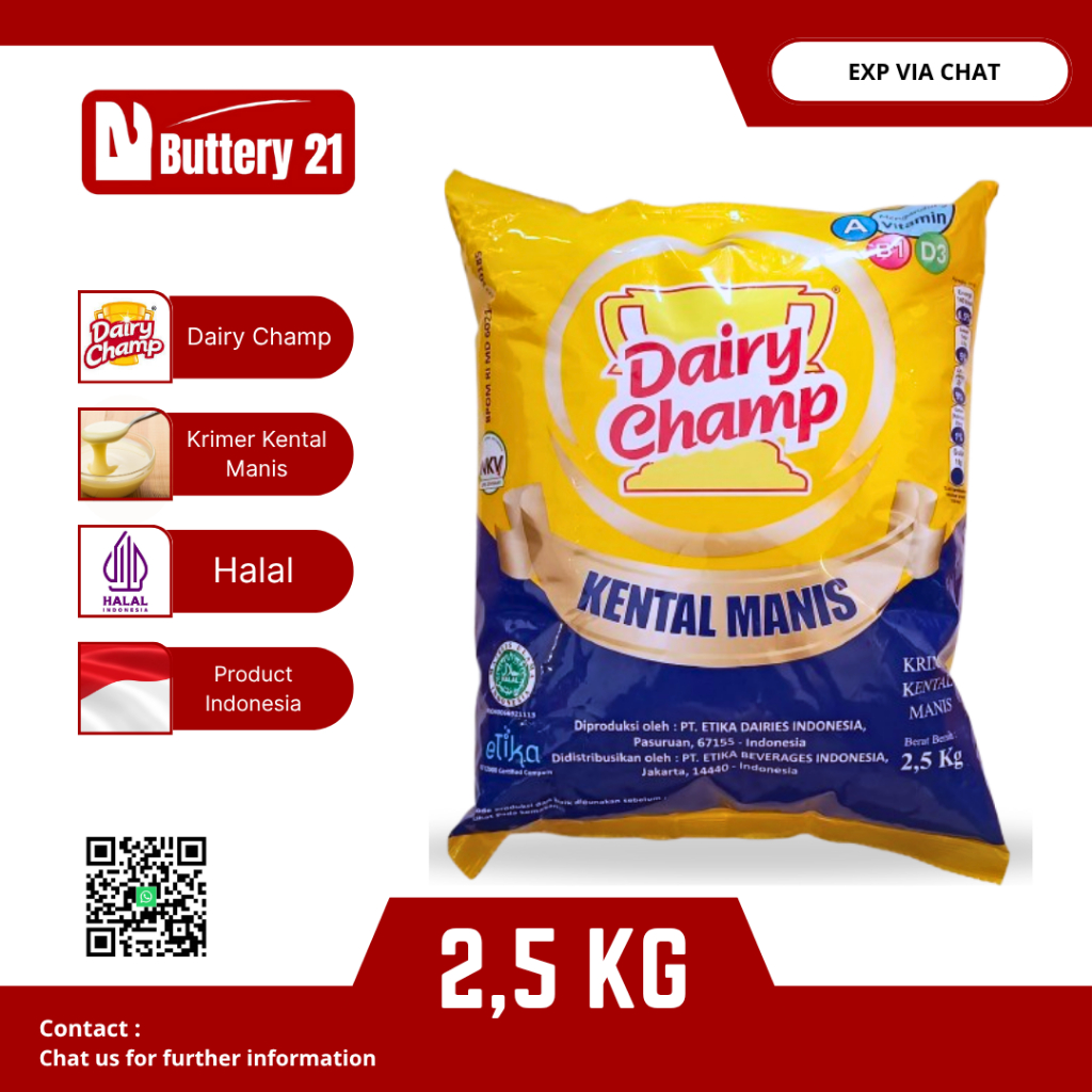 

DAIRY CHAMP KENTAL MANIS 2,5 KG/KRIMER KENTAL MANIS/SUSU KENTAL MANIS/SKM