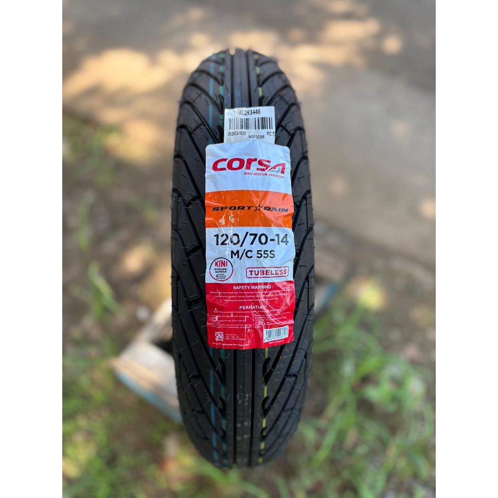 BAN CORSA SPORT RAIN 100/80-14 dan 120/70 - 14 Tubeless ( TL ) ORIGINAL INDONESIA