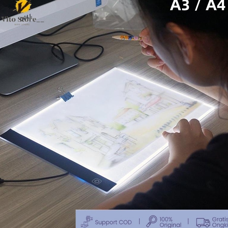 

KODE N42R CODA3A4A5 LED Drawing Tracing Board Stensil Board Papan Jiplak Gambar LED Anak Dewasa Copy Board Papan LED Light Pad Ultra Slim
