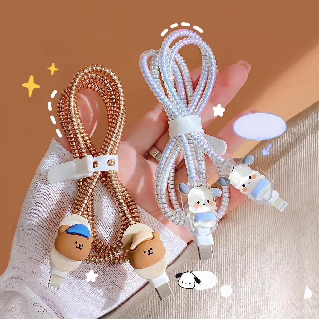 1 Set 4 item SILICONE Kabel Charger Kabel Data Kawat Kabel Data HP Untuk Iphone Samsung Realme Xiaom
