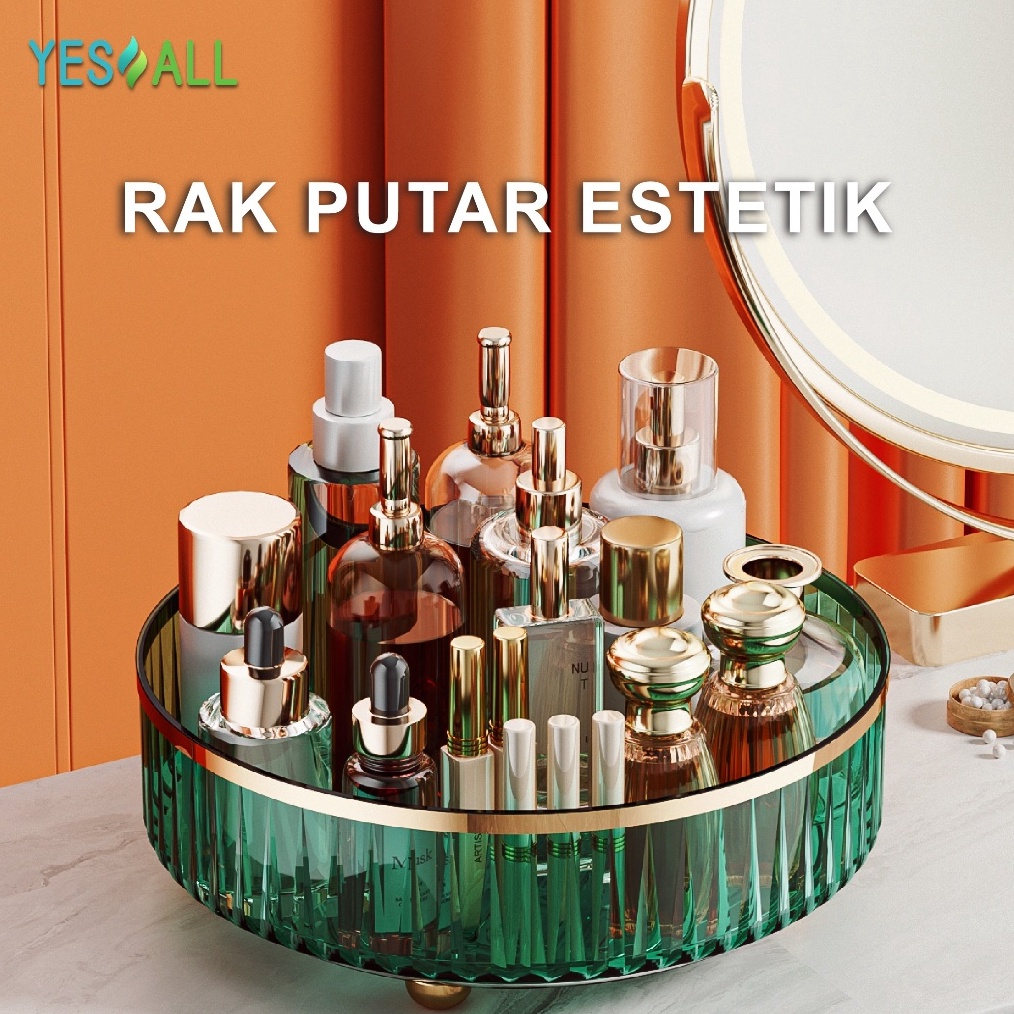 KODE R9B YESALL Rak Putar Ivory  Kotak Penyimpanan Rack Kosmetik Wadah Buah Bumbu Dapur Estetik