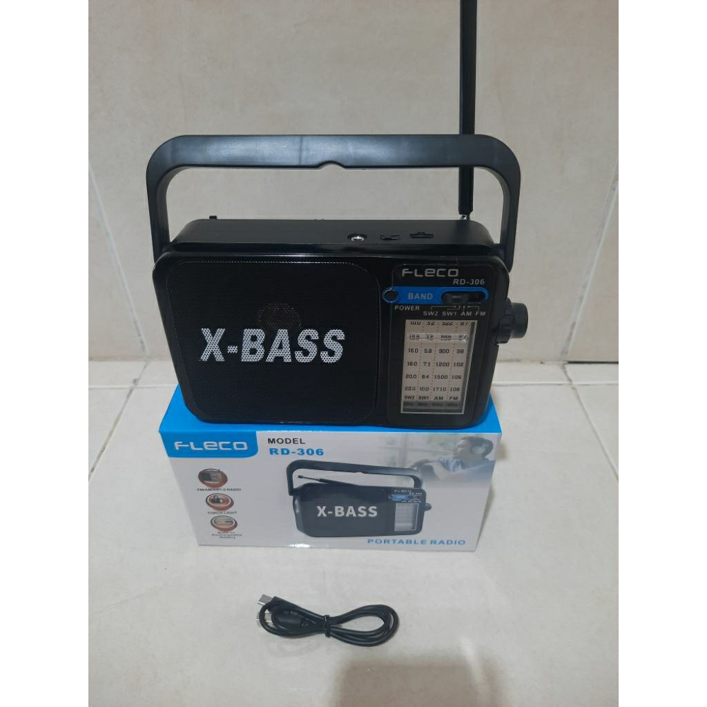 Radio FLECO Model RB-306 FM/AM/SW1-24 Band Speaker Radio Portable X-BASS