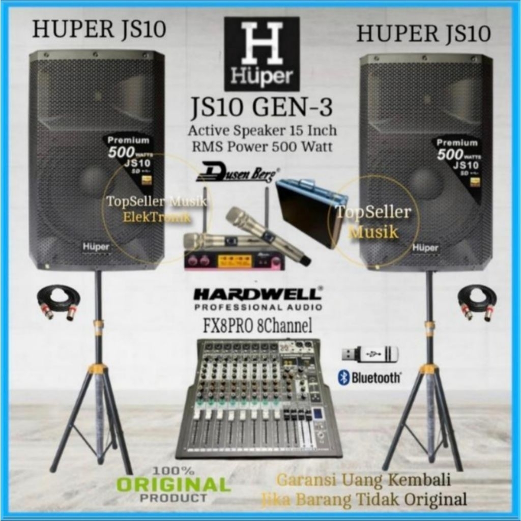 Paket Sound System Speaker Outdoor & Indoor Live Musik Dll Speaker Huper Js10 Original Mixer 8 Chann