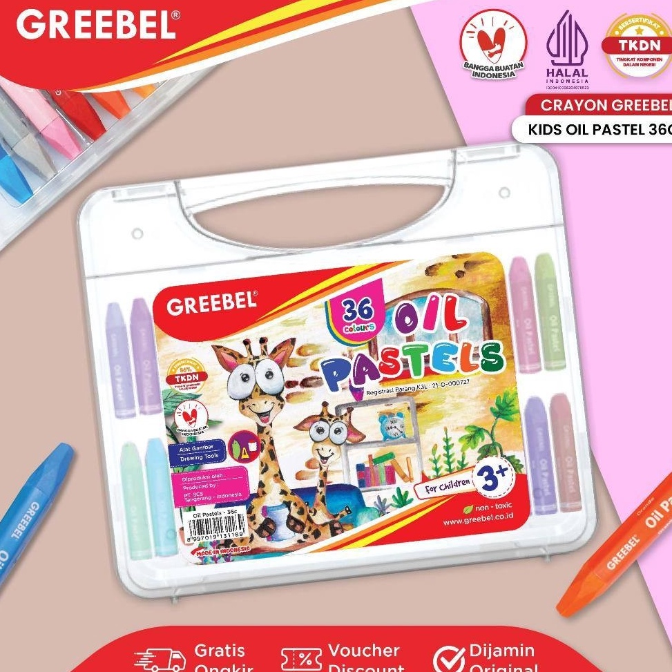 

GREEBEL Crayon Krayon 36 Warna Crayon Kids Oil Pastel 36 Halal Edition Crayon GREEBEL KODE C5P7