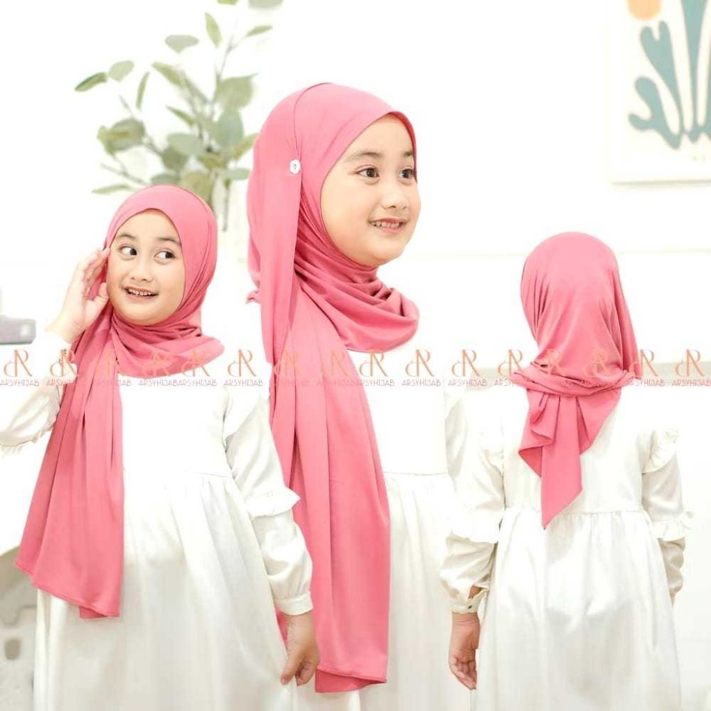 kerudung anak pashmina instan SAKURA kancing 4-10 Tahun hijab pastan muslim tanggung PREMIUM