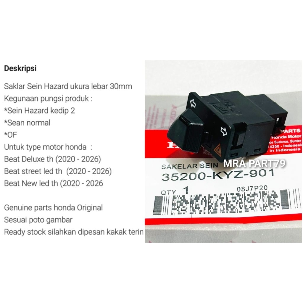 Saklar Sein Hazard 30mm Beat Deluxe 2020, Beat street led 2020, Beat New led 2020, Original