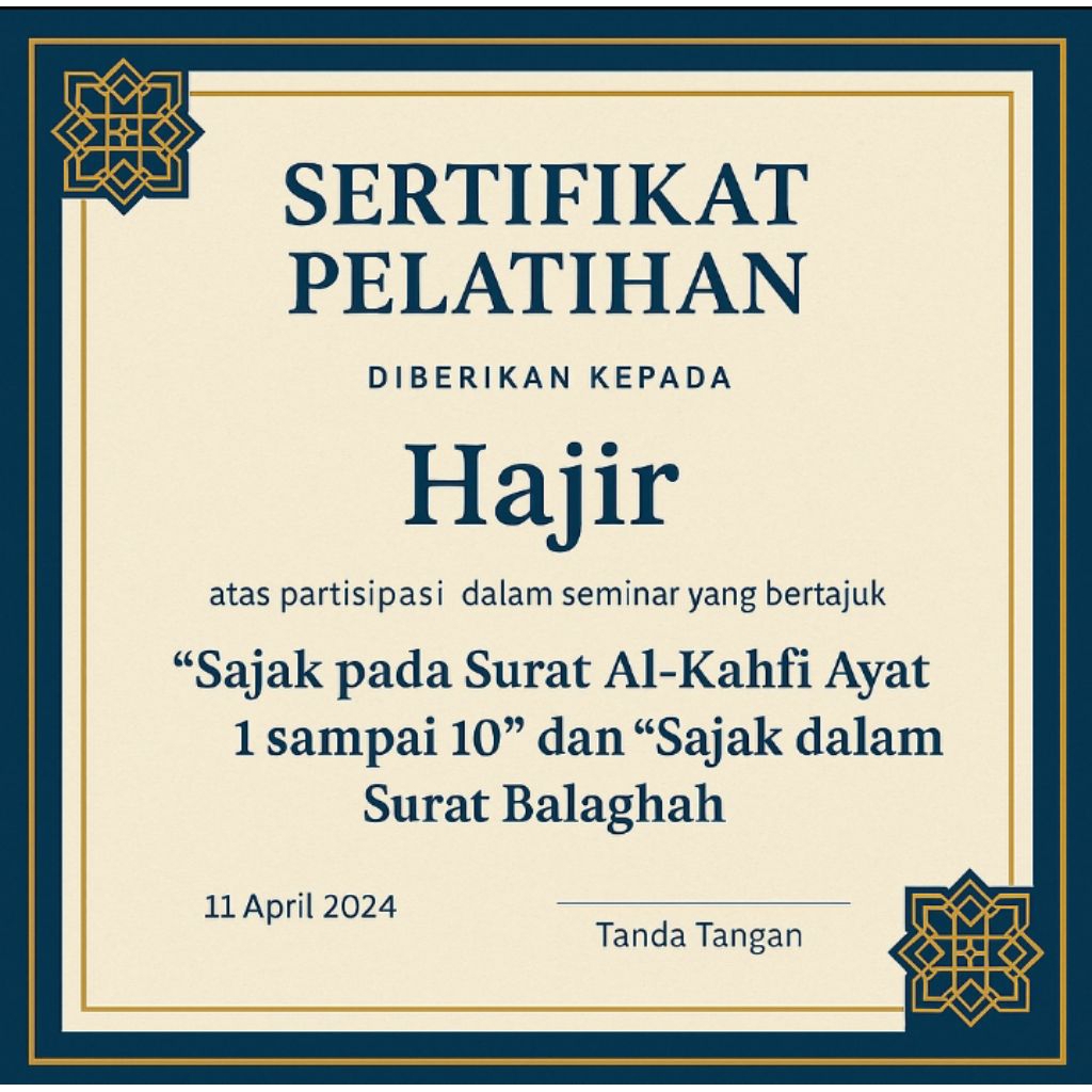 Template Sertifikat Editable Canva | Desain Sertifikat Webinar / Pelatihan